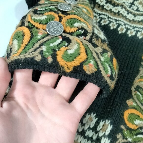Vintage 80s Nordstrikk Knit Wool Cardigan Sweater Nordic Pewter Clasps F… - Picture 11 of 12
